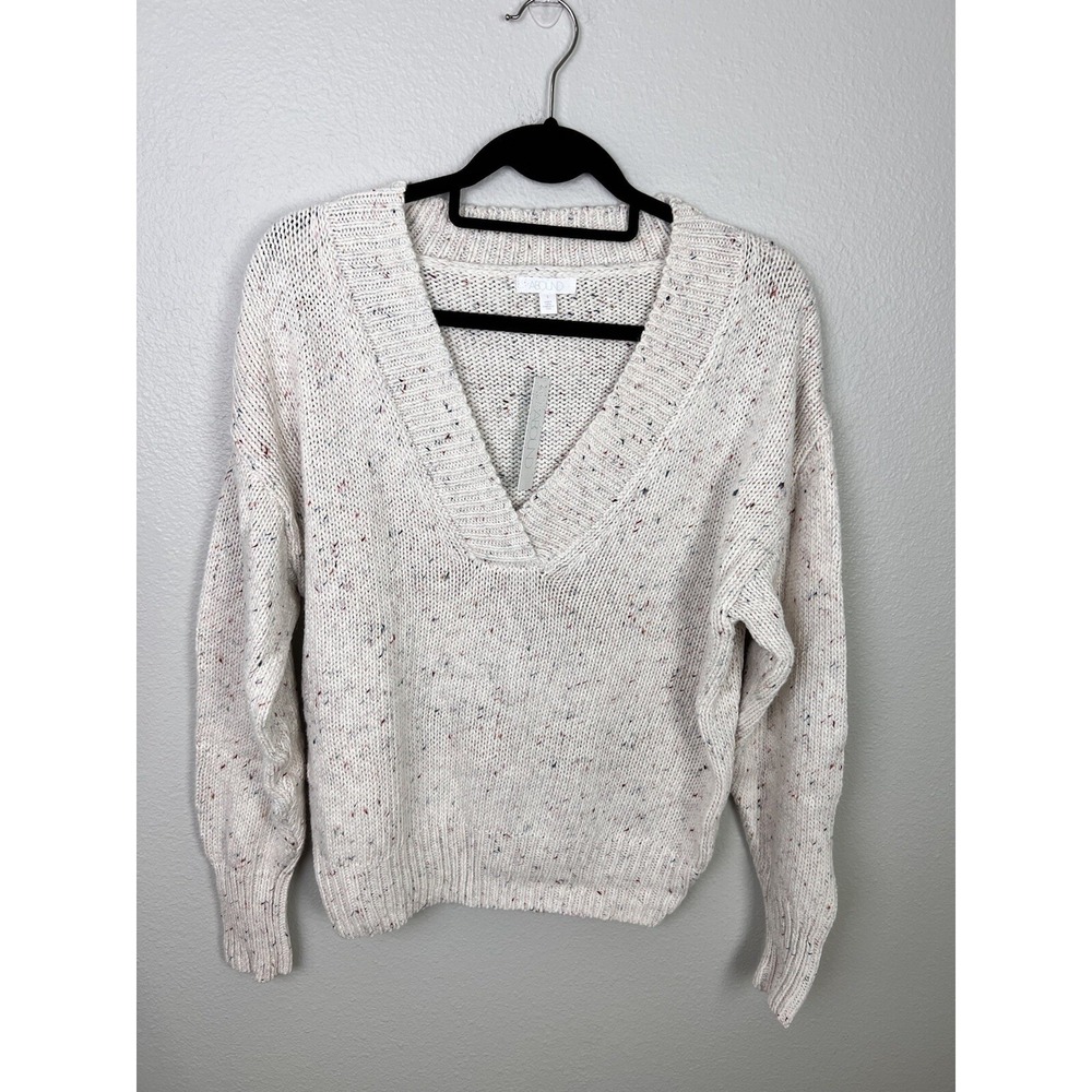 Abound Womens Pullover Sweater size Small Ivory Confetti v-neck Long Sleeve New